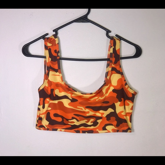 Orange Camo Cami Crop top - Picture 3 of 3